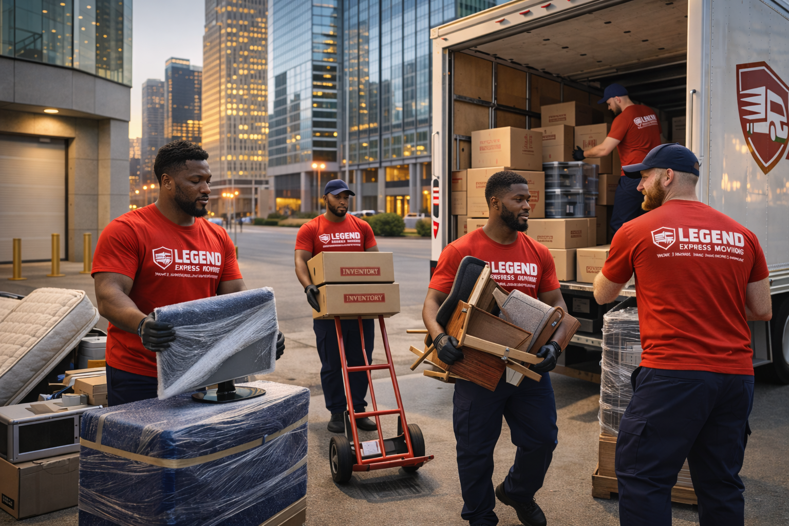 Professional junk removal team loading unwanted items into truck