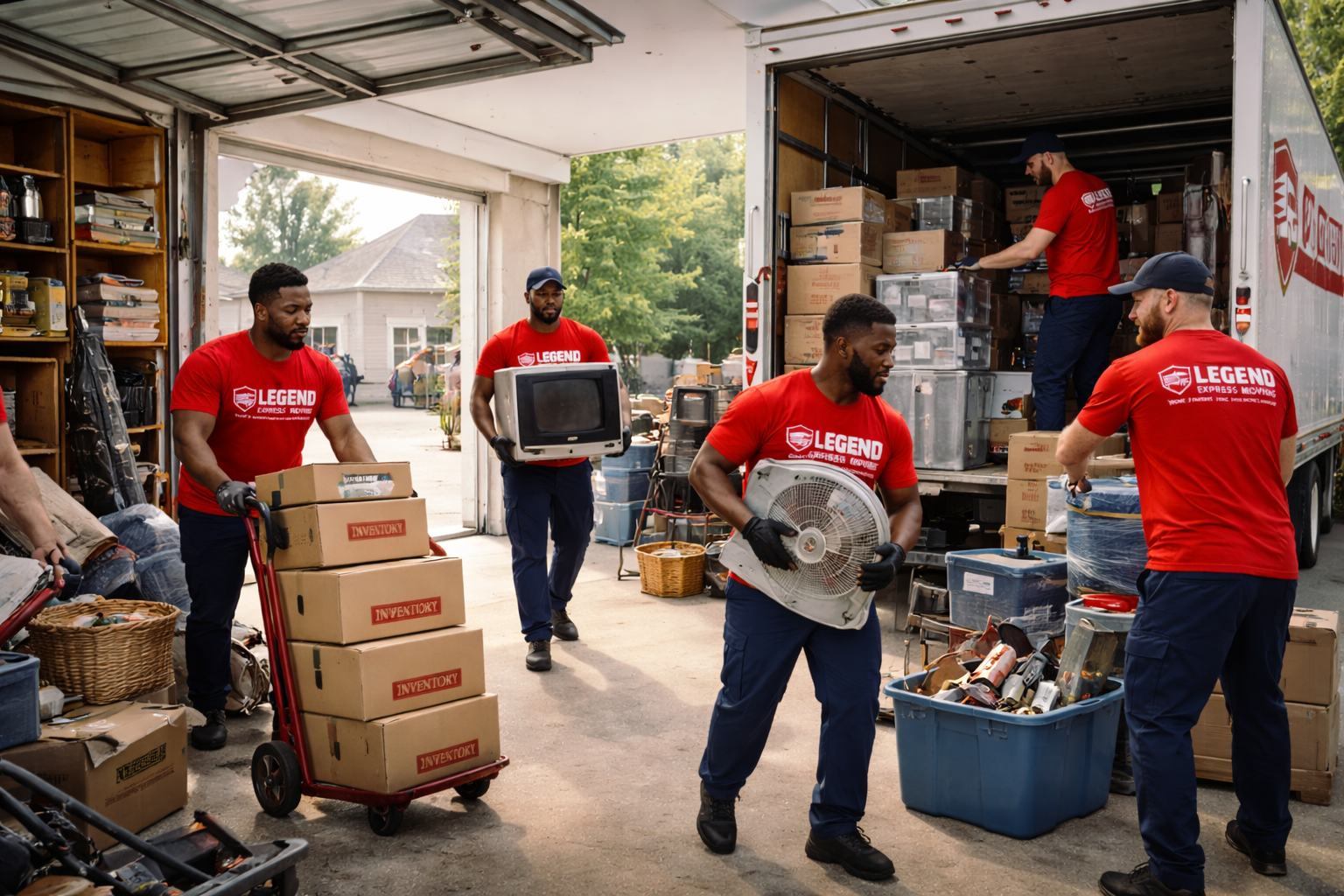 Team removing old furniture and junk from property