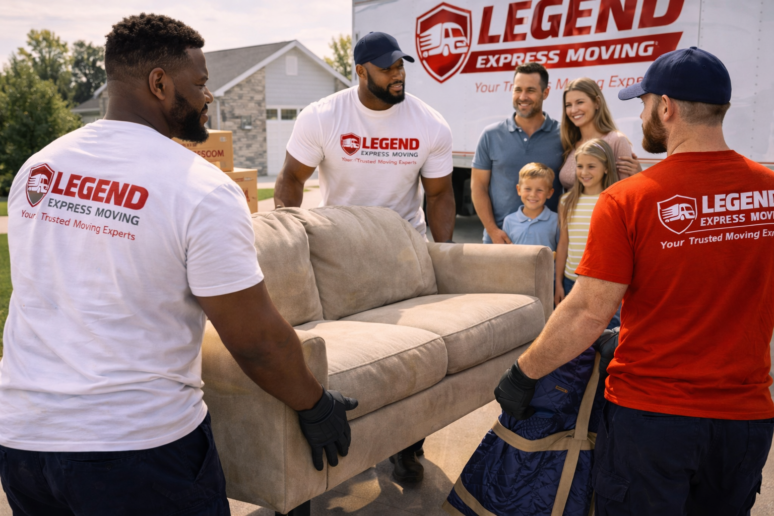 Moving truck loaded with boxes